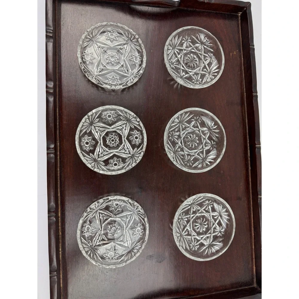 VTG Anchor Hocking Glass Coasters Mixed Set 3 EAPC Star of David 3 Stars & Bars